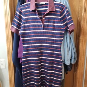 Striped Polo Dress with Collar
